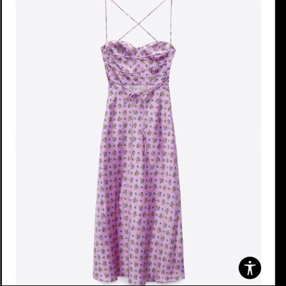 ZARA satin floral midi dress - Picture 4 of 4